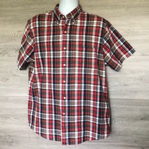 Men's SS Lands’ End Plaid Button Down Shirt